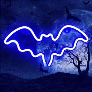 Halloween Bat Neon Sign Decoration LED Light Wall Decor Lamp Party Bar Room NEW